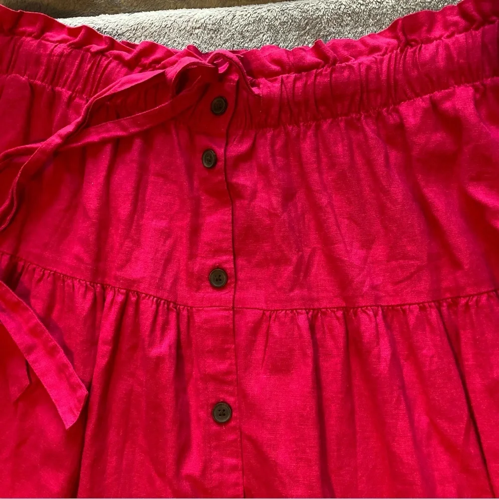 NWT Universal Thread Bright Pink Button Down Skirt w/Paper Bag Drawstring Waist - Picture 8 of 9